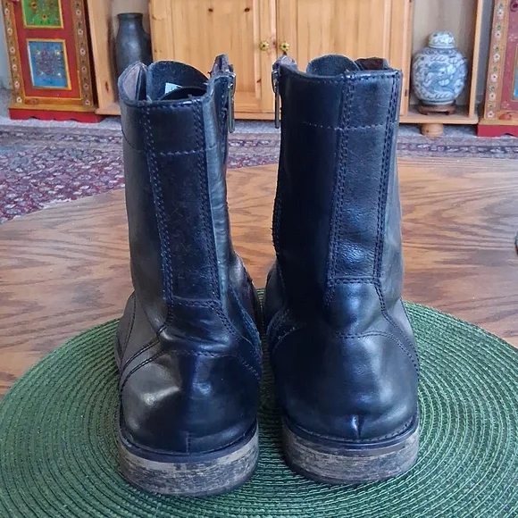 Steve Madden Black Leather  Grunge Goth Combat Trek Boots Size 11 - Picture 7 of 13